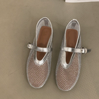 Damskie płaskie buty Mary Jane z siateczki