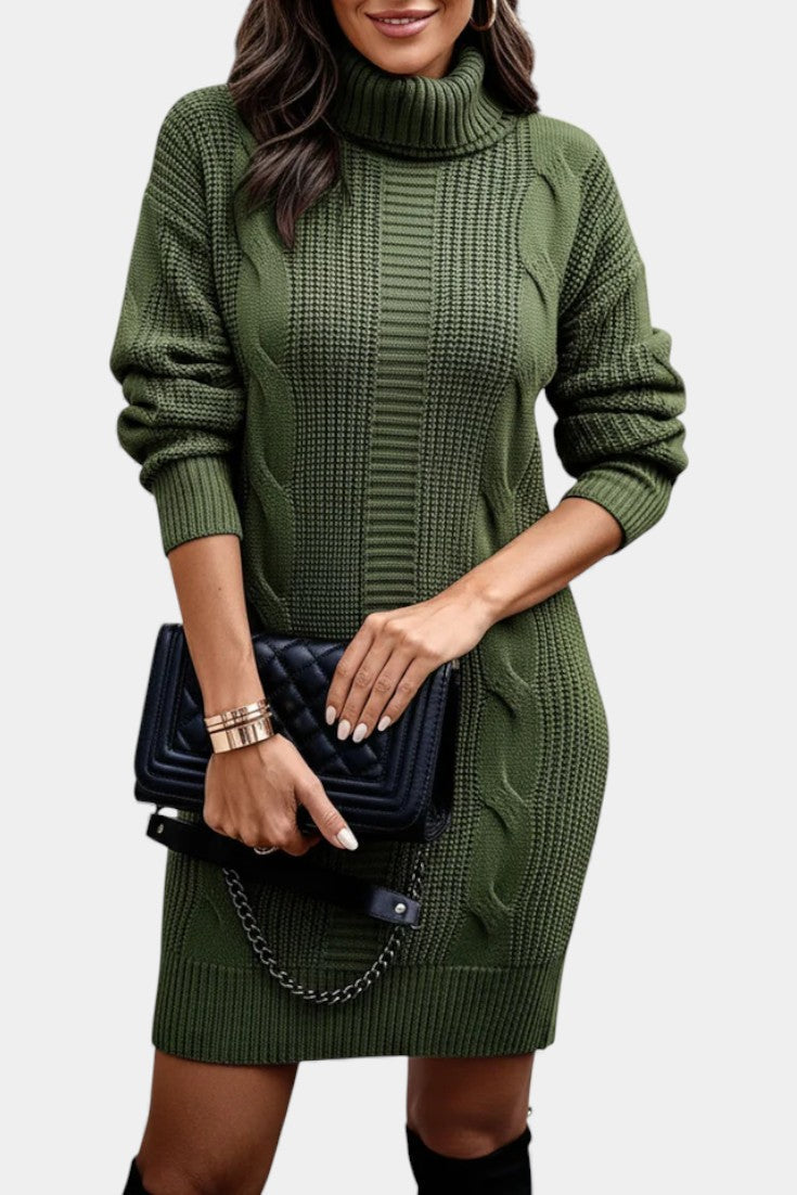 Women’s Cable Knit Turtleneck Dress