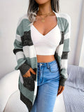 Women’s Striped Open Front Knit Cardigan