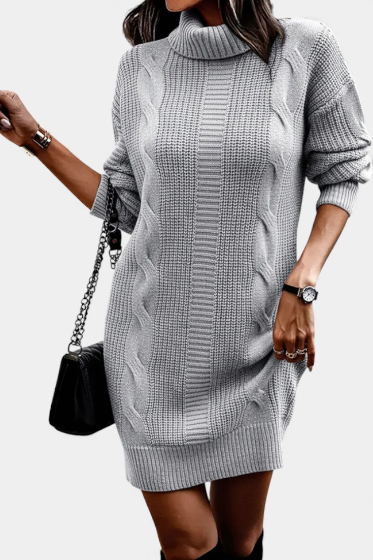 Women’s Cable Knit Turtleneck Dress