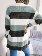 Women’s Striped Open Front Knit Cardigan