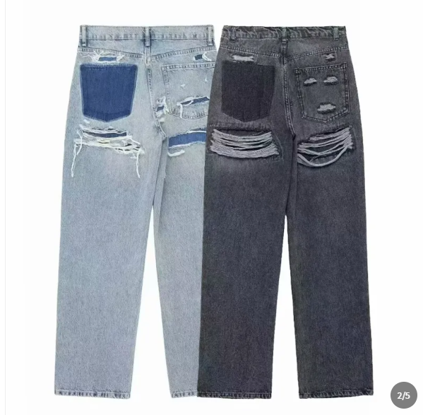 Jean patchwork délavé pour femme