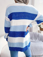Women’s Striped Open Front Knit Cardigan
