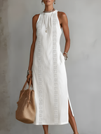 Robe midi pour femme à empiècements en dentelle