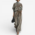 Women's Relaxed Pleated Wide-Leg Pants Set