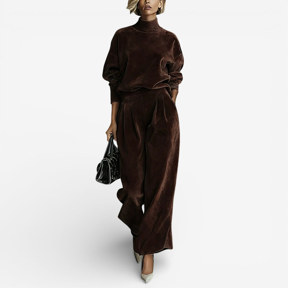 Women's Relaxed Pleated Wide-Leg Pants Set