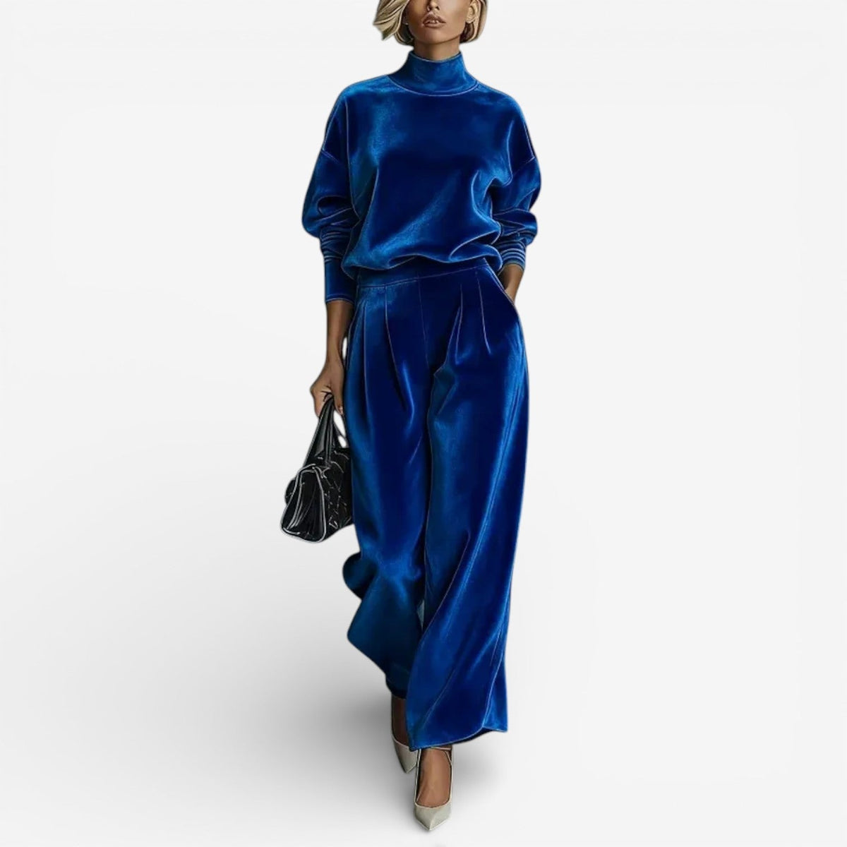 Women's Relaxed Pleated Wide-Leg Pants Set