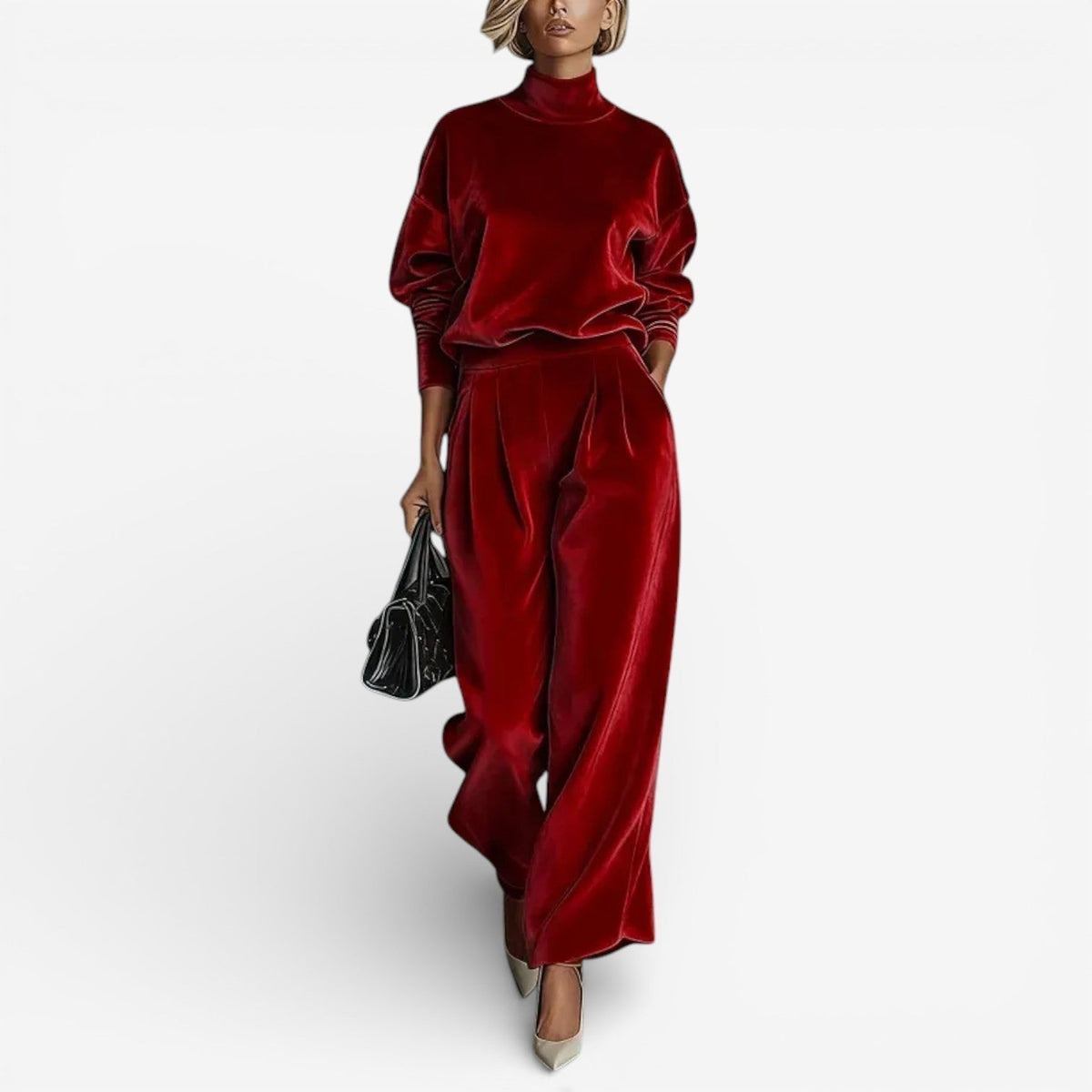 Women's Relaxed Pleated Wide-Leg Pants Set