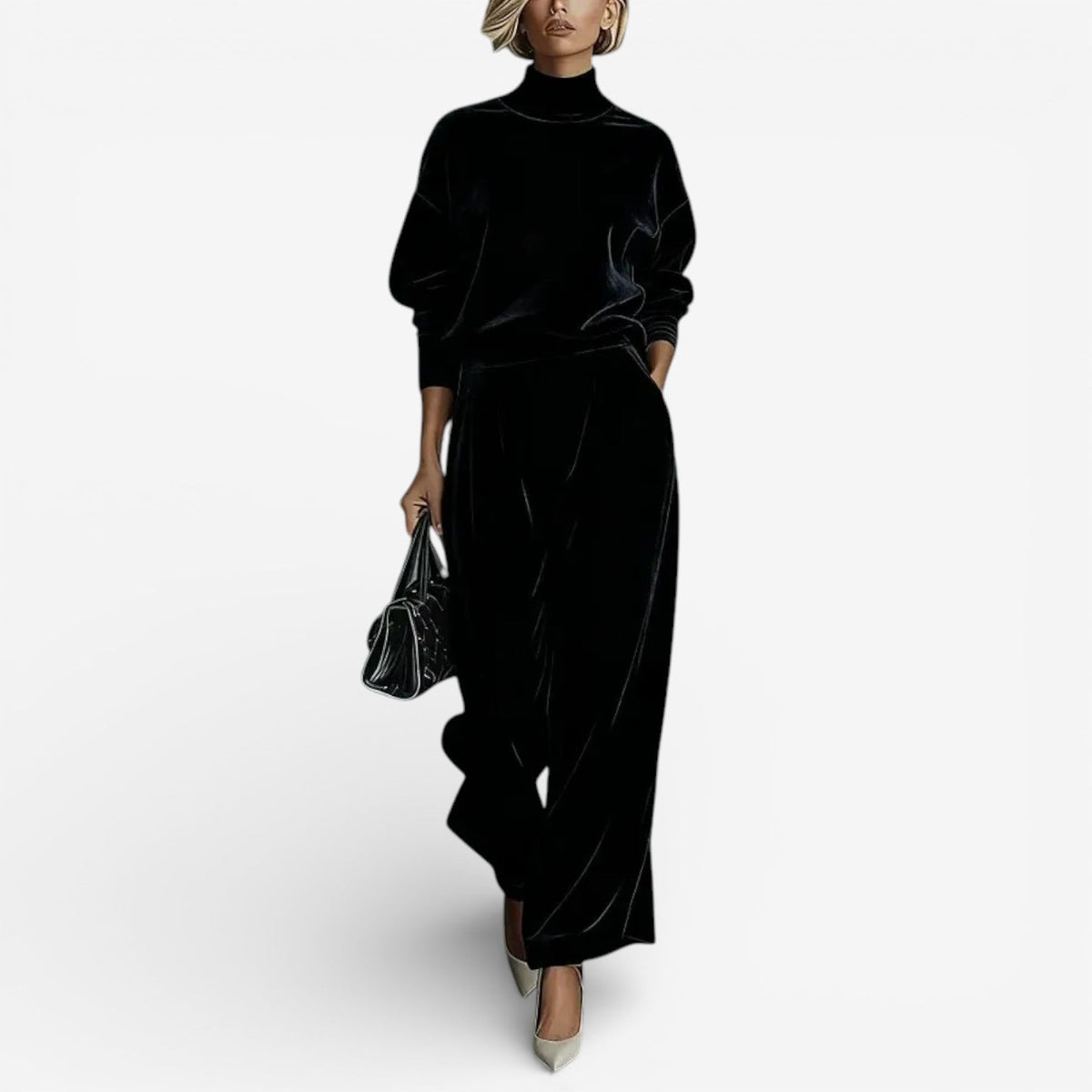 Women's Relaxed Pleated Wide-Leg Pants Set