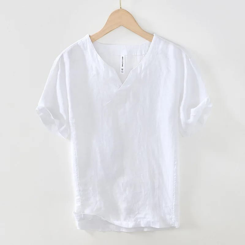 Camicia da uomo dalla vestibilità comoda con scollo a V con risvolto