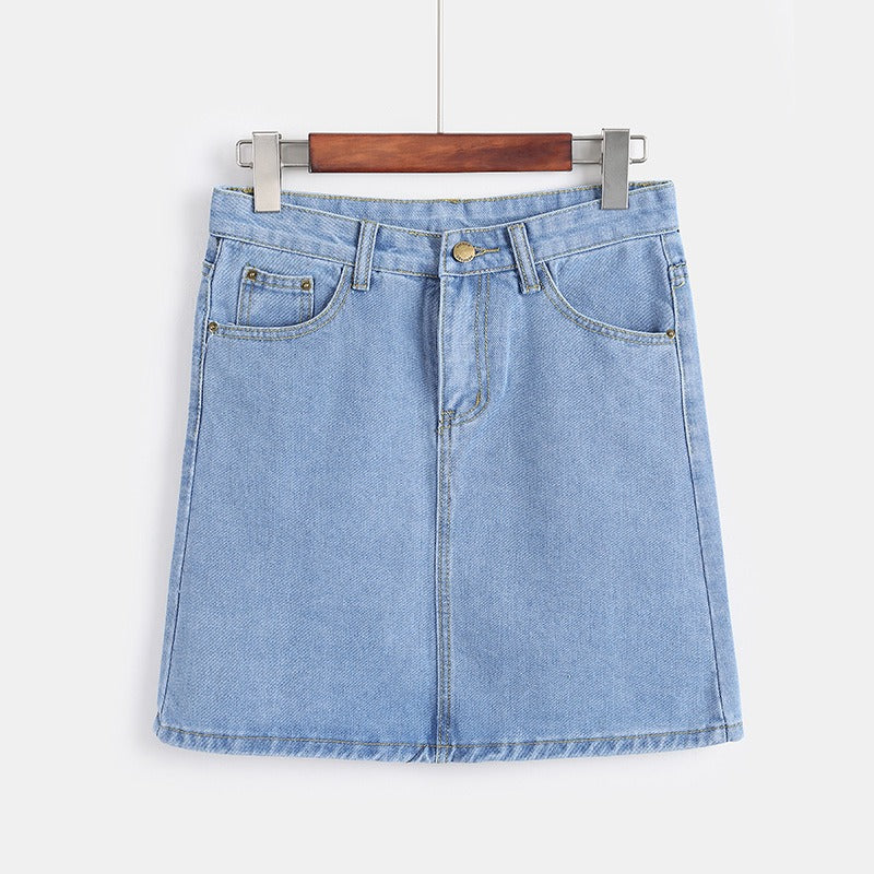 Women Denim Mini Skirt with Structured Fit and Clean Minimal Design