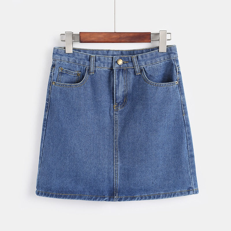 Women Denim Mini Skirt with Structured Fit and Clean Minimal Design