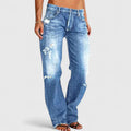 Damers straight jeans med slidt look