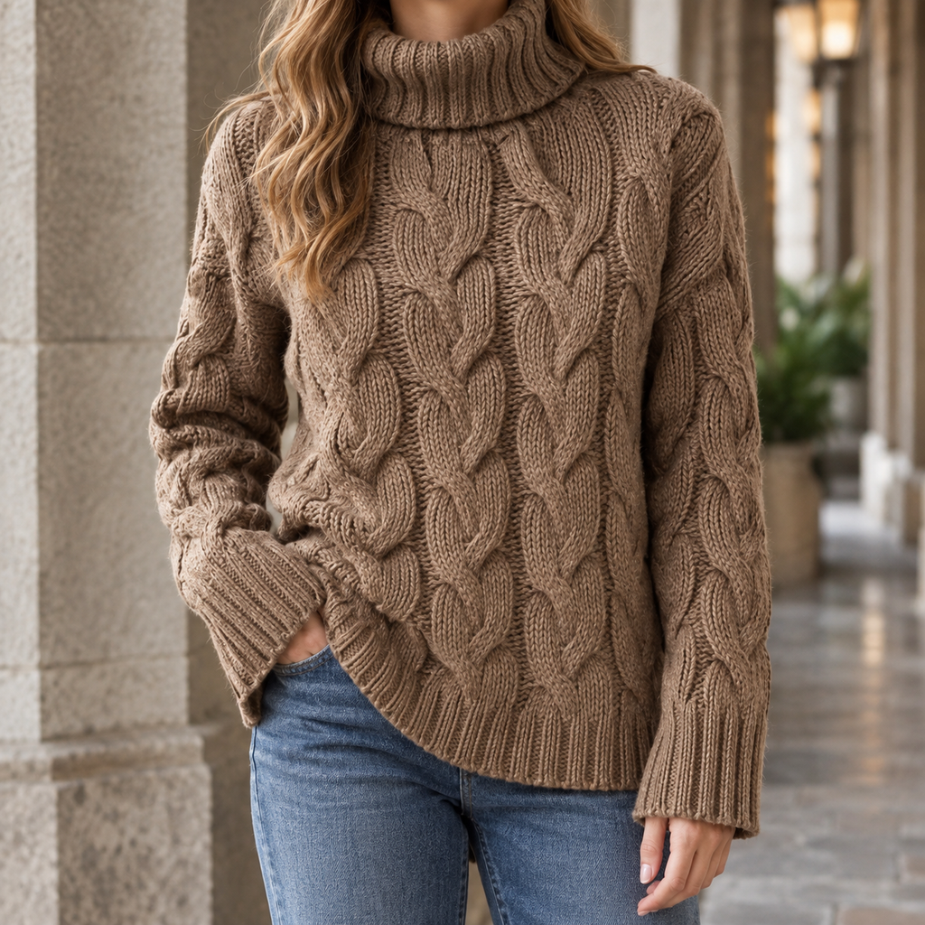 Women's Cable Knit Turtleneck Sweater