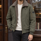 Men's Sherpa Collar Zip-Up Bomber Jacket
