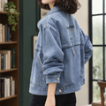 Übergroße Jeansjacke für Damen mit Rückendruck
