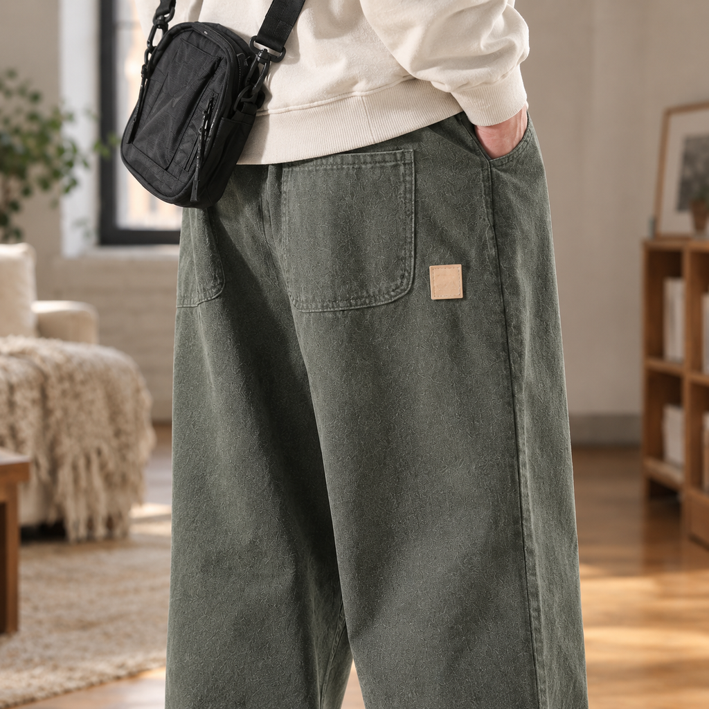 Casualbukser til mænd i vintage-look med brede ben