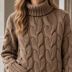 Women's Cable Knit Turtleneck Sweater