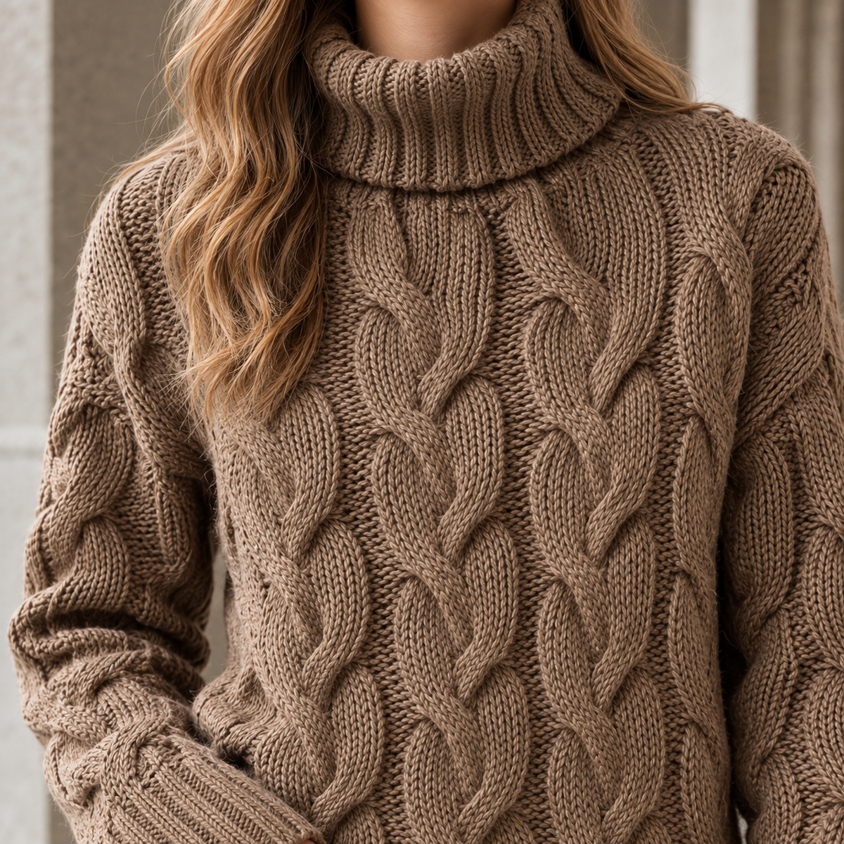 Women's Cable Knit Turtleneck Sweater
