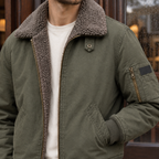 Men's Sherpa Collar Zip-Up Bomber Jacket