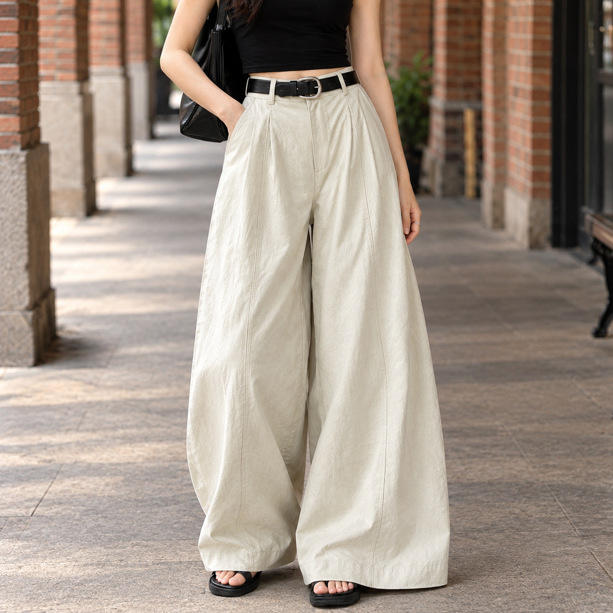 Women's High-Waisted Wide-Leg Pants