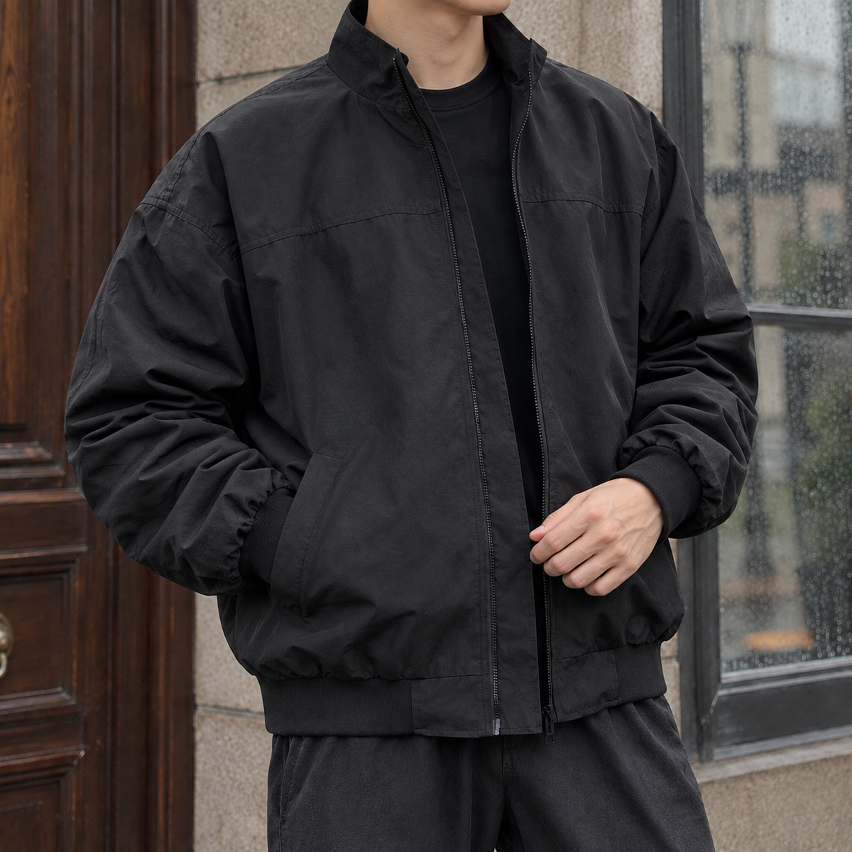 Men's Relaxed Fit Zip-Up Bomber Jacket
