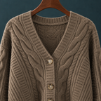 Damen-Cropped-Cardigan mit Zopfmusterstrick