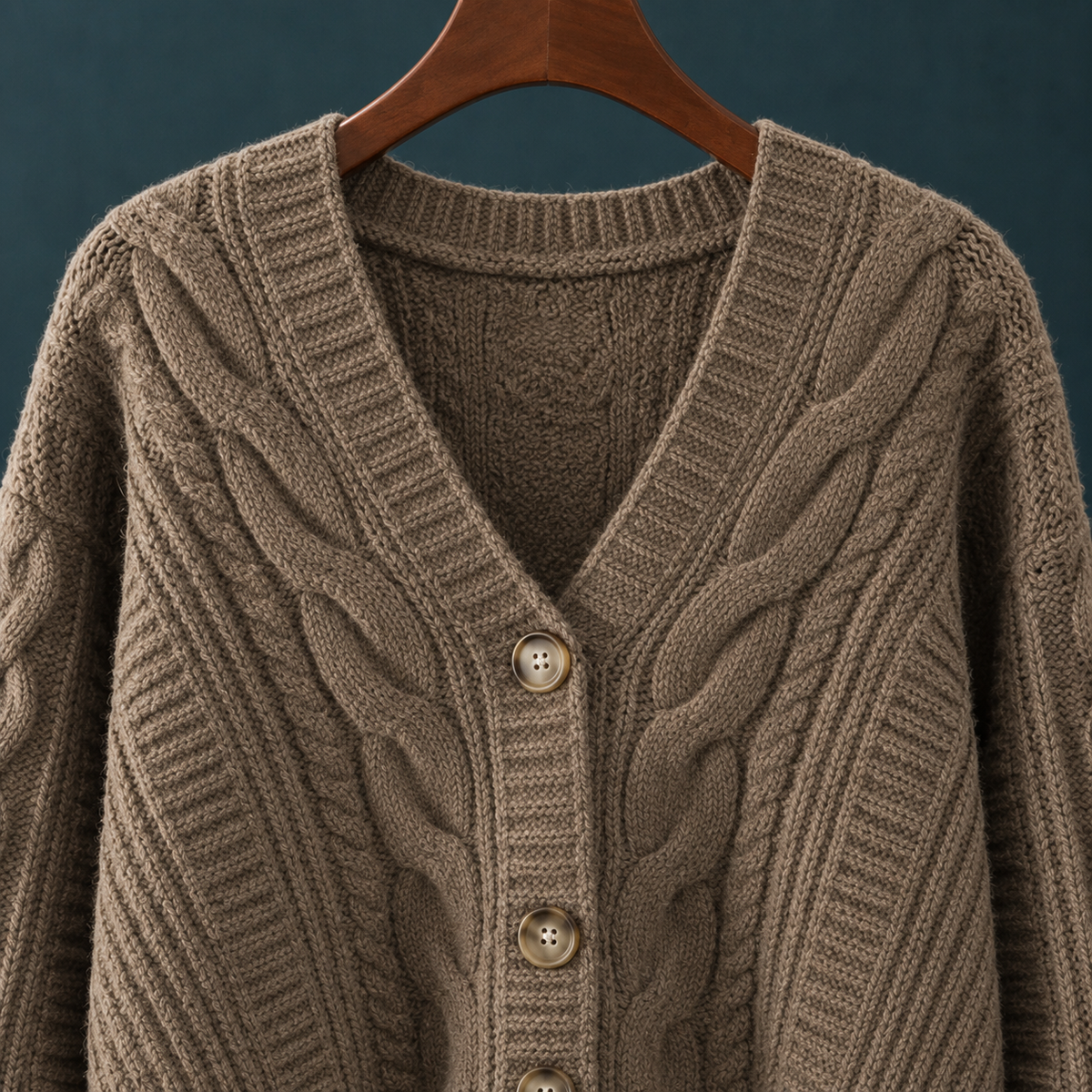 Damen-Cropped-Cardigan mit Zopfmusterstrick