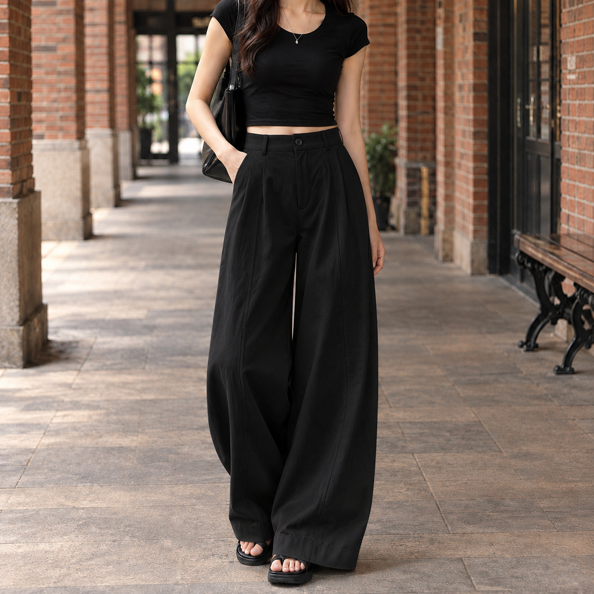 Women's High-Waisted Wide-Leg Pants