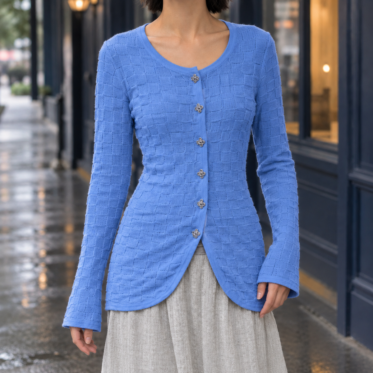 Women's Textured Button-Front Cardigan