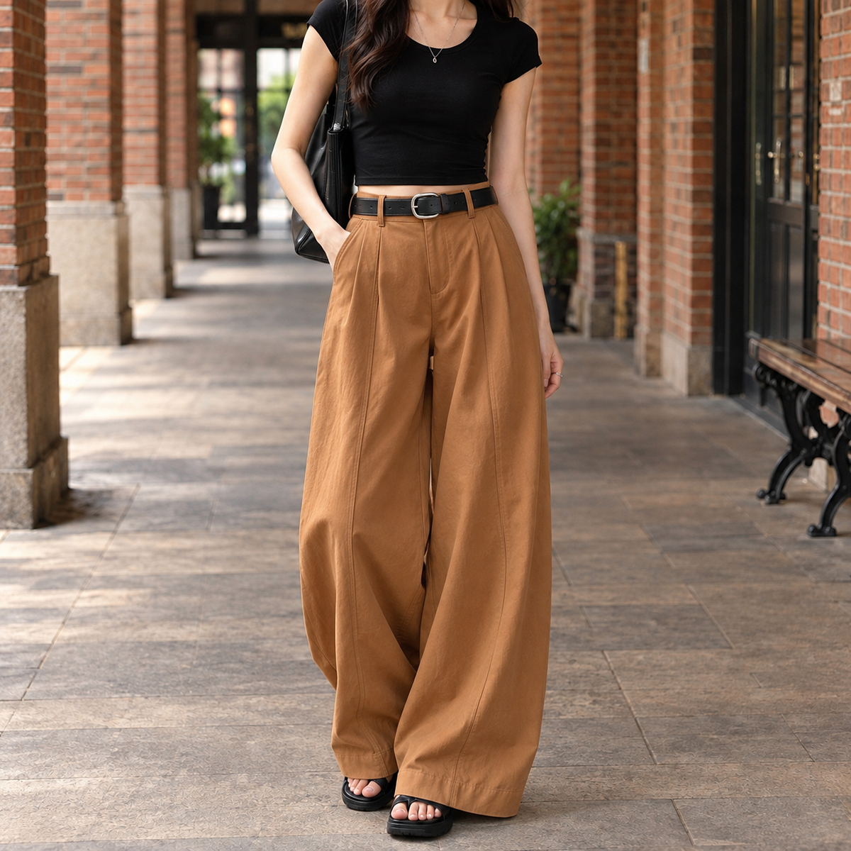 Women's High-Waisted Wide-Leg Pants