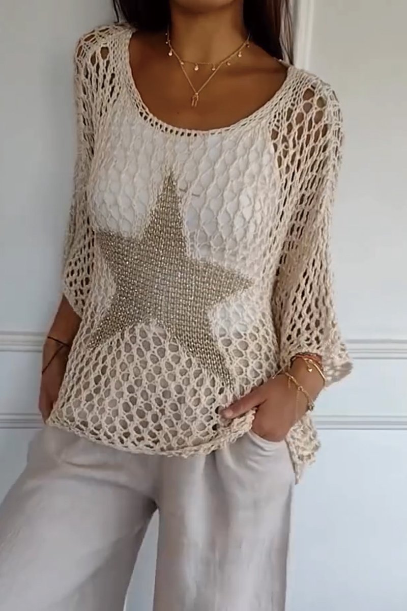 Pull ajouré étoilé pour femme