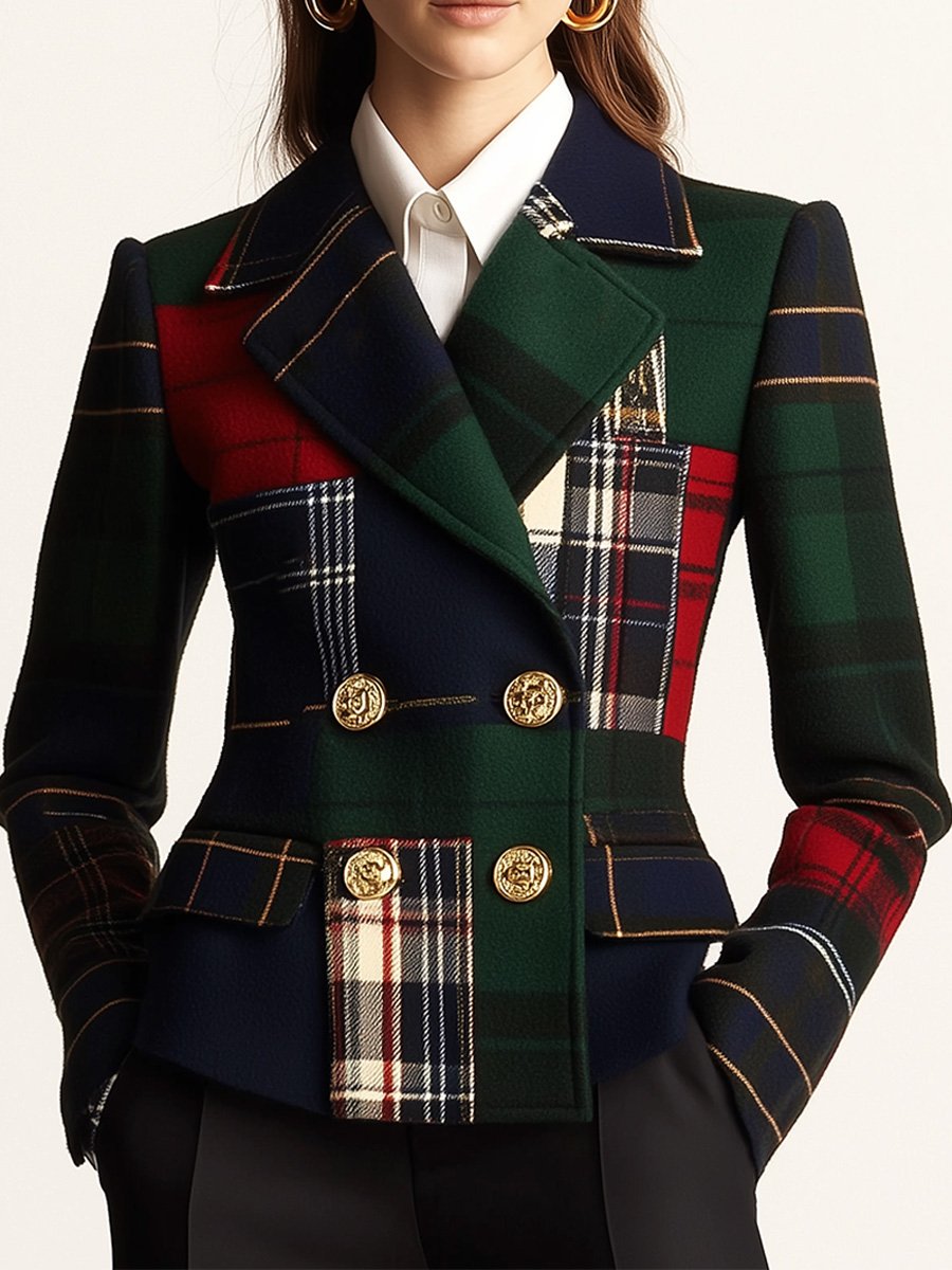 Women’s Tartan Double-Breasted Blazer