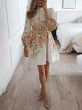 Damen elegantes Kleid mit floralem Print, Knopfleiste vorne und schmeichelhafter Passform