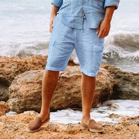 Mens Linen Shorts with Relaxed Fit Lightweight Breathable Summer Casual Style