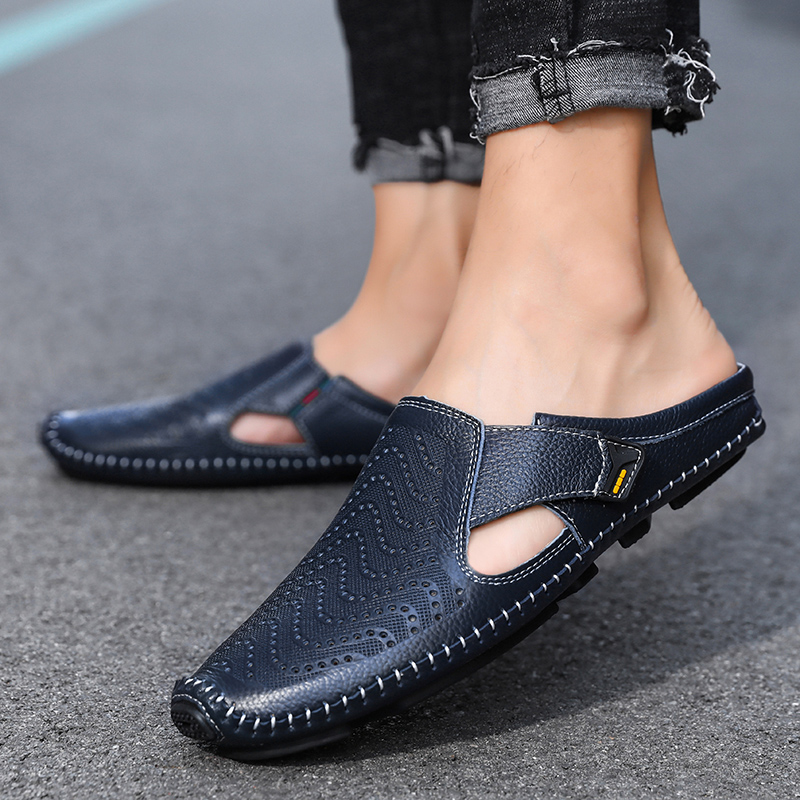 Perforerade slip-on-mules för herrar