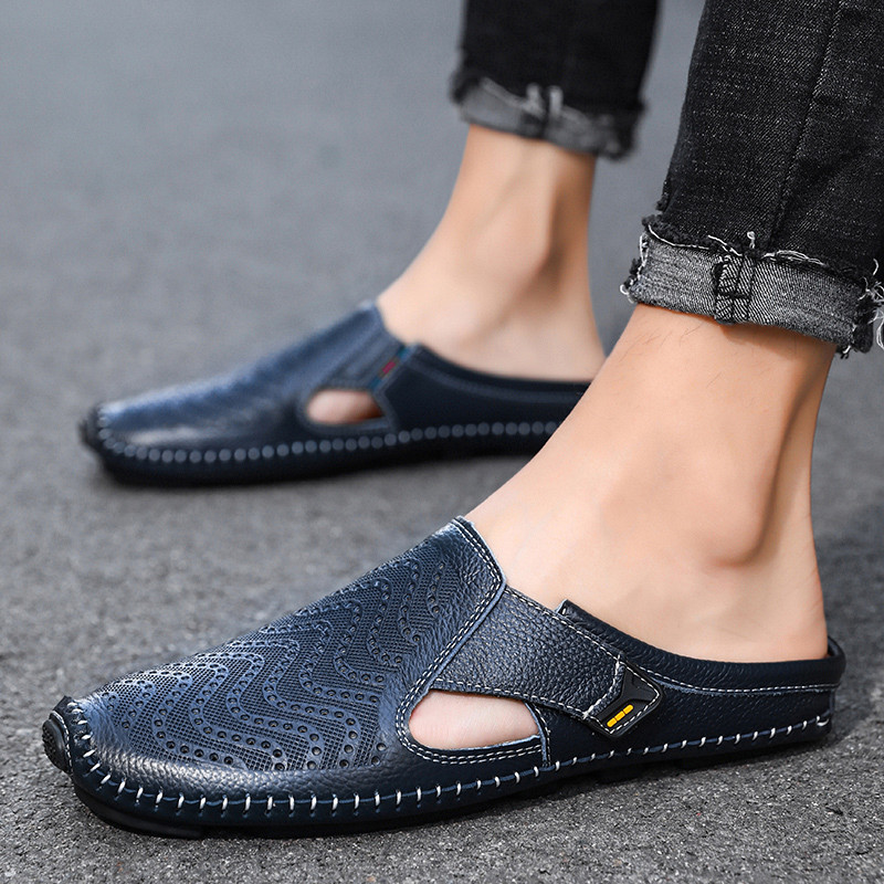 Perforerade slip-on-mules för herrar