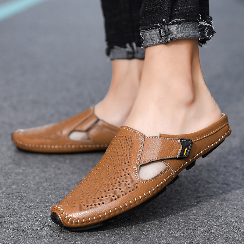 Perforerade slip-on-mules för herrar