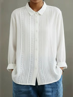 Blouse plissée pour femme avec bordure en dentelle