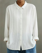 Blouse plissée pour femme avec bordure en dentelle