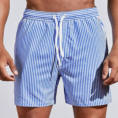 Herren Badehose mit Nadelstreifen und Kordelzug für Strandurlaub