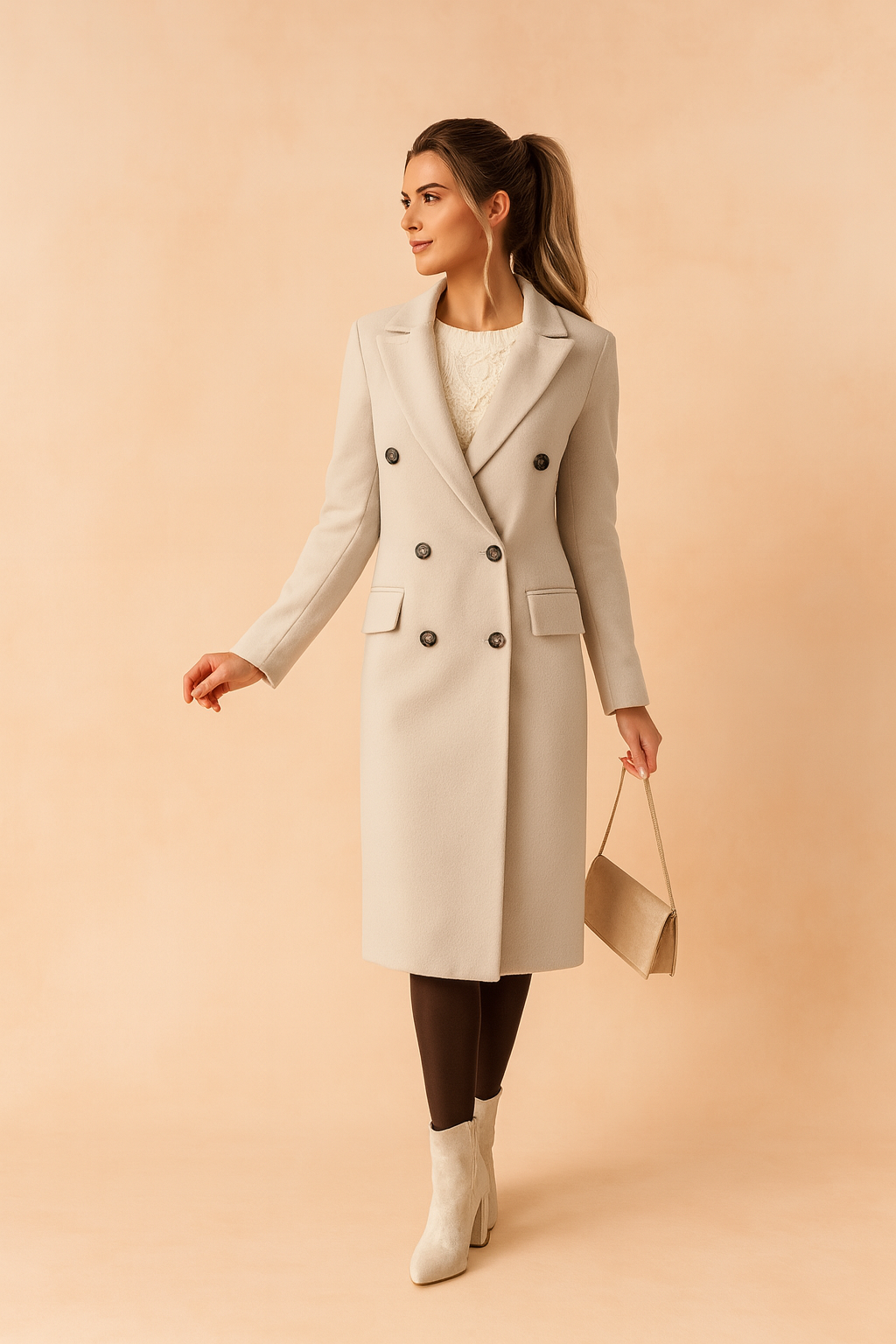 Cappotto lungo da donna doppiopetto
