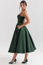 Damen Midikleid mit Korsett, Tüllrock und strukturiertem Oberteil