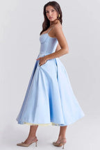 Damen Midikleid mit Korsett, Tüllrock und strukturiertem Oberteil