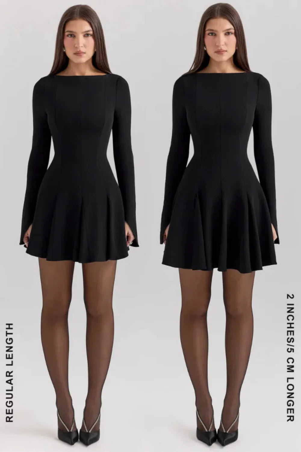 Elegantes Damen Minikleid mit figurbetonter Passform, langen Ärmeln und Knopfmanschetten
