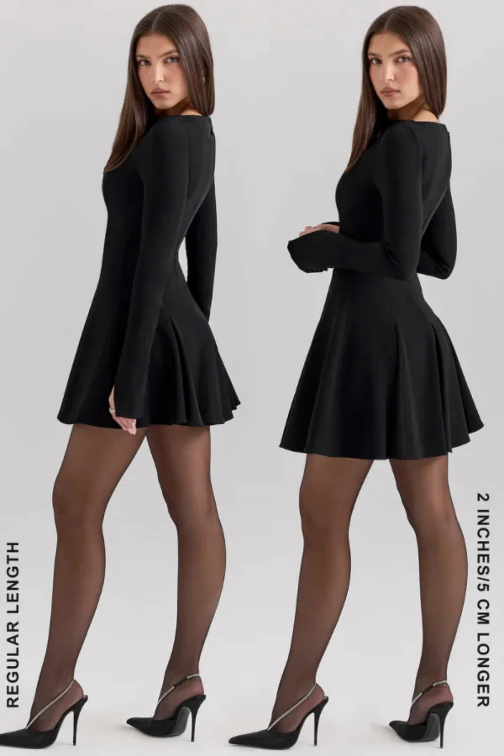 Elegantes Damen Minikleid mit figurbetonter Passform, langen Ärmeln und Knopfmanschetten