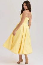 Damen Midikleid mit Korsett, Tüllrock und strukturiertem Oberteil