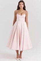 Damen Midikleid mit Korsett, Tüllrock und strukturiertem Oberteil