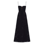 Damenmaxikleid mit Blumenmuster, Korsettoberteil und fließender Silhouette