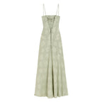 Damenmaxikleid mit Blumenmuster, Korsettoberteil und fließender Silhouette